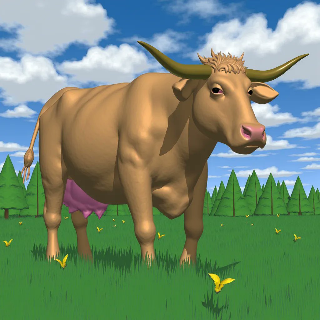here is a cow in the style of a nintendo 64 video game. i hope you like it the caretaker